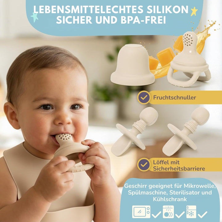 Baby Geschirrset | 12 Stücke | Baby Teller Set | Baby Geschirrset mit Saugnapf | Baby Geschirr | BPA