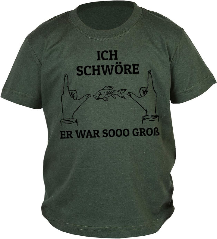 Kinder Angler Angeber T-Shirt, Kinder-Shirt Motiv Angel-Sport : Ich schwöre er war sooo gross,- Bekl