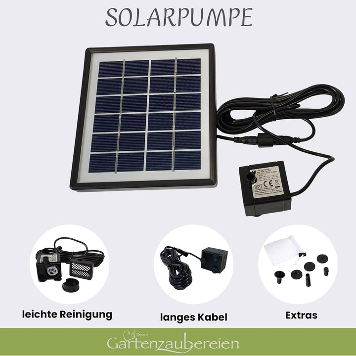 Storm's Gartenzaubereien Wasserspeier Drache - Teichfigur mit Solarpumpe 14,5cm aus Keramik als Teic