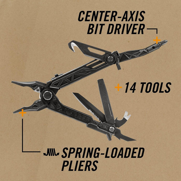 Gerber Multi-Tool mit Gürtel-Clip, Center-Drive Rescue, Mit Gurtschneider, 14 Funktionen und Nylon-S
