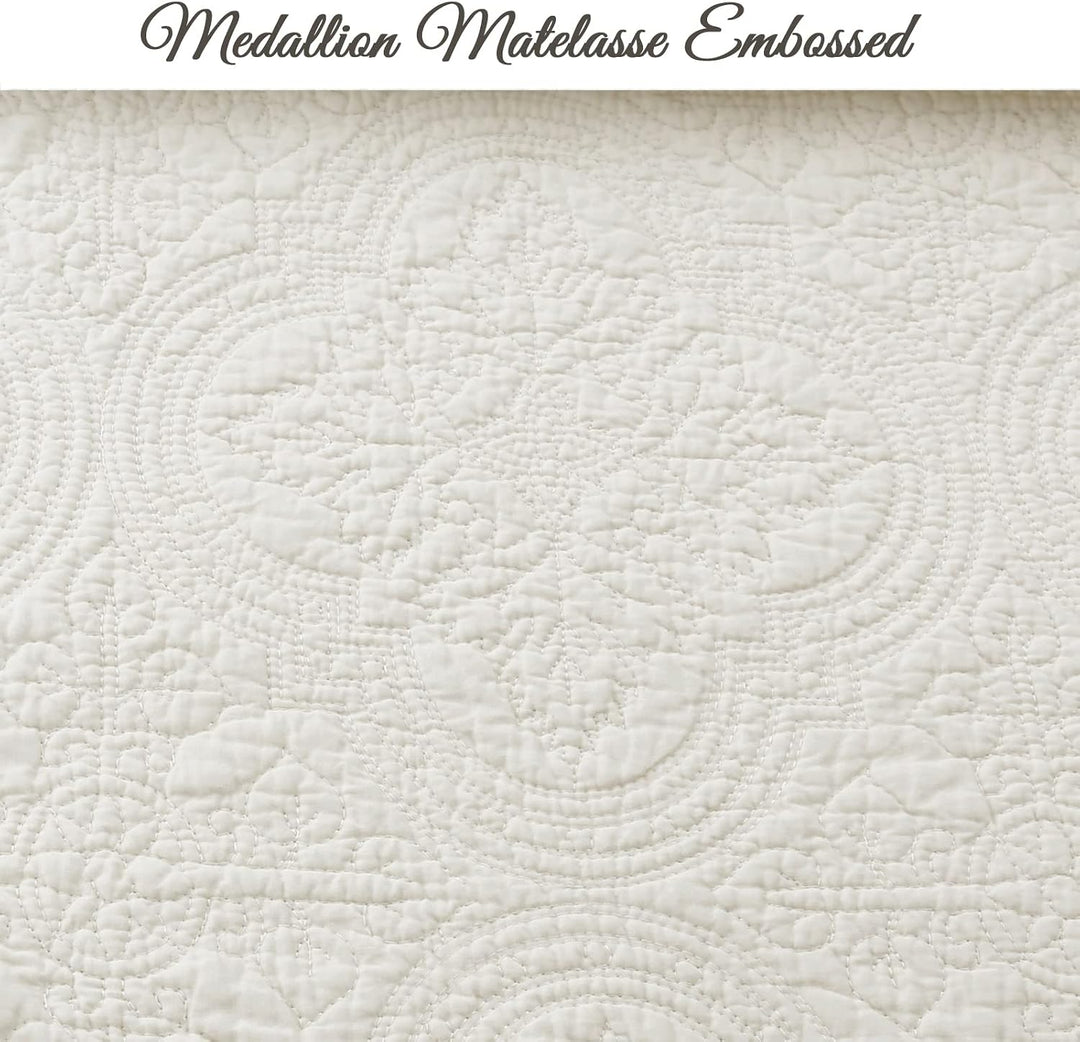 Cozy Line Home Fashions Viktorianisches Medaillon, massives Elfenbein, Matelasse-Prägung, 100% Baumw