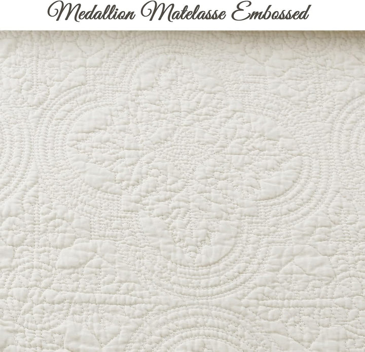 Cozy Line Home Fashions Viktorianisches Medaillon, massives Elfenbein, Matelasse-Prägung, 100% Baumw