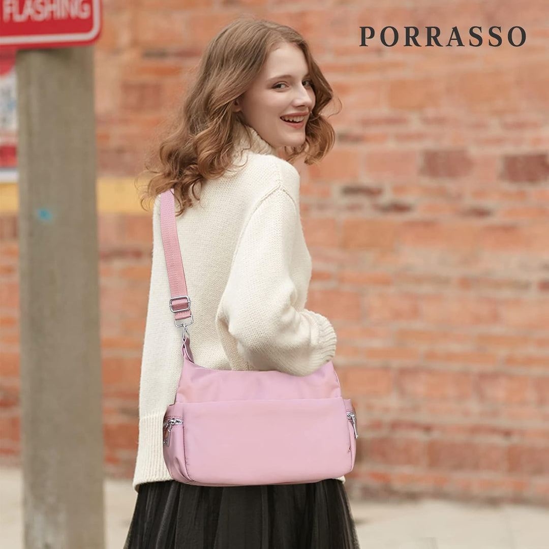 PORRASSO Casual Umhängetasche Nylon Schultertasche Damen Multi Tasche Handtasche Mädchen Crossbody B