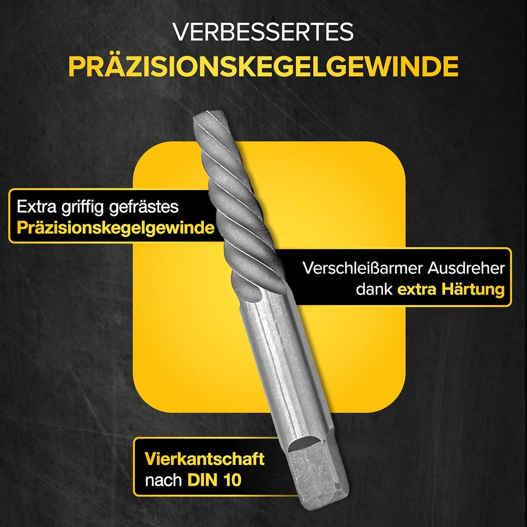 Schraubenausdreher Set [inkl. Windeisen | extra griffig] - 5 tlg. Linksausdreher Set | Ausdreher Set