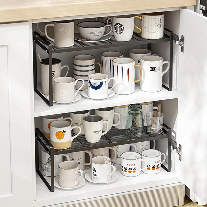 BAIEUEJO 2pcs Schrank Organizer Küchenschrank Organizer mit Anti-Rutsch Matte Küchen Organizer Regal