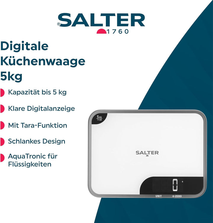 Salter 1064AR WHDR elektronisch digitale Küchenwaage - Kapazität 5kg, Hinzufügen & Wiegen Tara-Funkt