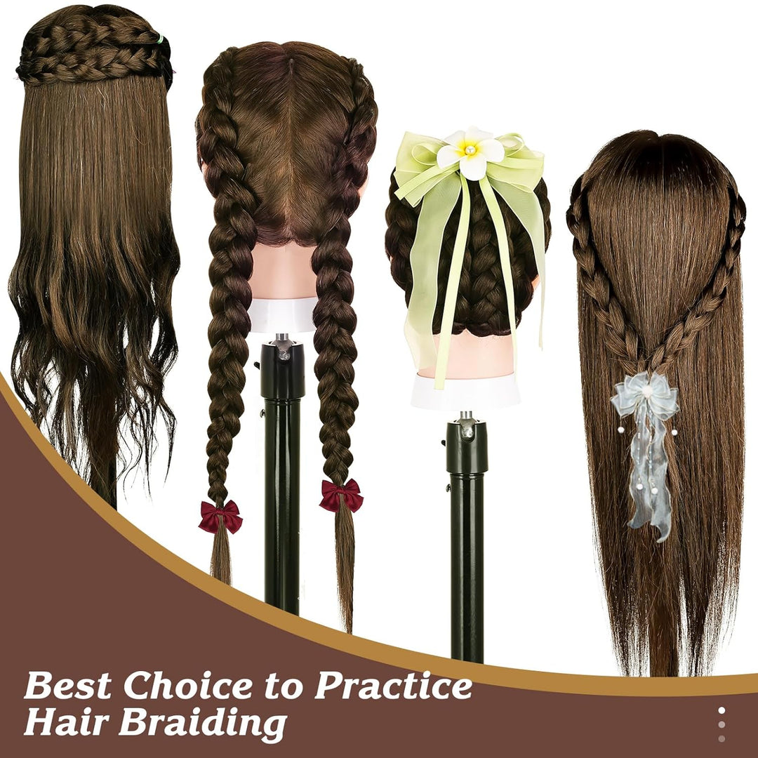 Frisierkopf Echthaar, TopDirect 66cm/26 Zoll 70% Echtes Haar Ubungskopf Friseur Trainingskopf mit Fl
