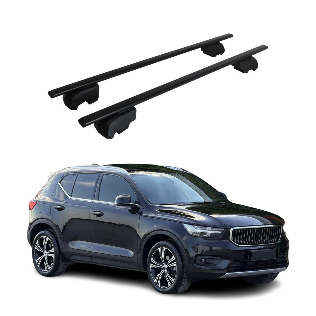 Dachträger Gepäckträger kompatibel mit Volvo XC40 2018-2023 Grundträger TÜV ABE Schwarz 2X XC40 2018