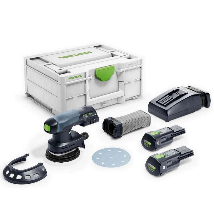 Festool Akku-Exzenterschleifer ETSC 125 3,0 I-Plus (mit Akkupacks BP 18 Li 3,0, Schnellladegerät, Sc