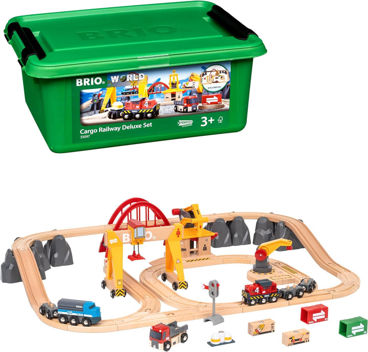 BRIO World 33097 Frachten Set Deluxe - Schienenset mit batteriebetriebener Frachtlok und Eisenbahn Z