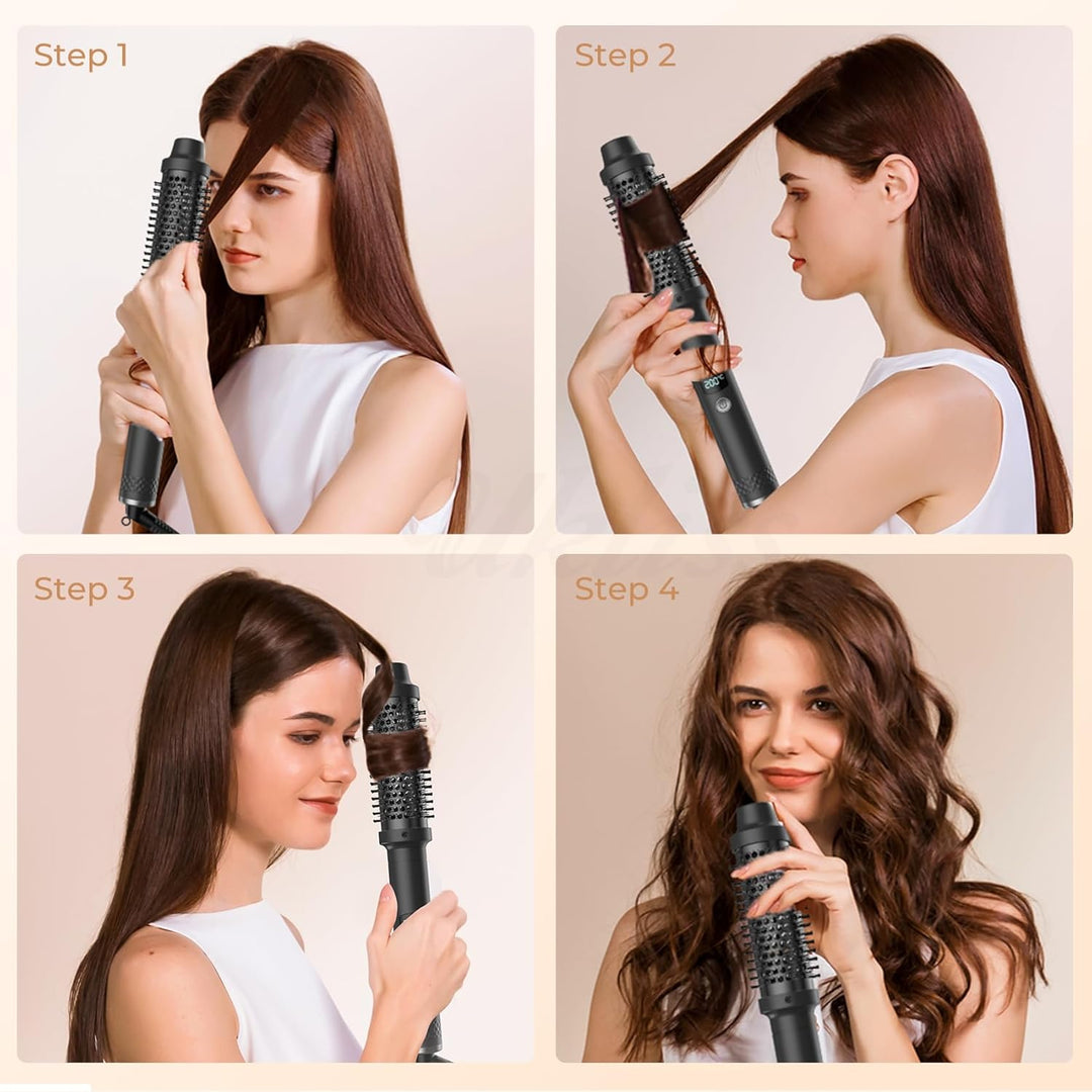 Thermal Brush 38mm, Wärmebürste mit 120–200°C LCD-Display, Lockenbürste Haarstyler Rundbürste, Verwe