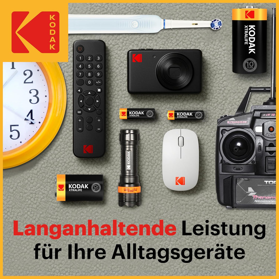 Kodak | 9 Volt Blockbatterie für Rauchmelder | 9V Batterien | 10 Stück | PP3, 9V