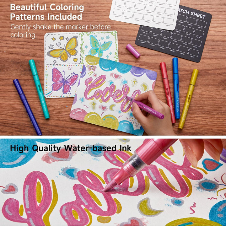 Shuttle Art 24 Metallic Acrylstifte für Steine wasserfest, Steine bemalen Stifte Set mit automatisch