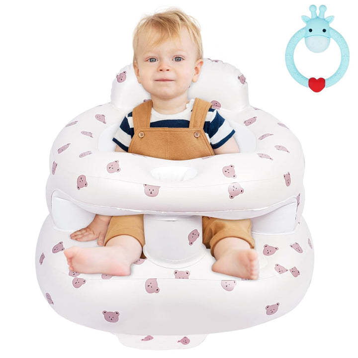 Aufblasbarer Baby-Sitz für Babys ab 3 Monaten, Bärenkopf Gross Baby-Rückenstützsofa Mit Eingebauter