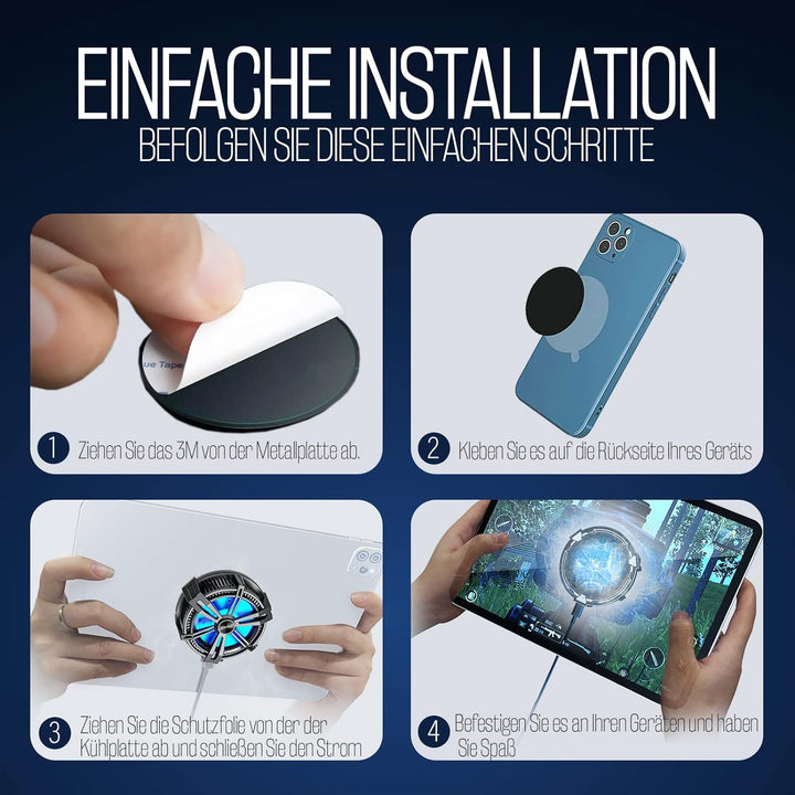 TRILINK Handy-Kühler, Telefon-/Tablet-Kühler, Magnetischer Telefon-Kühlventilator für iPhone/Android