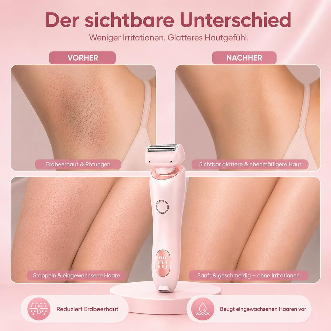 Boulina Rasierer, Aluvea Smooth Trim Rasierer 2.0, Sanfte Haarentfernung für Glatte Haut, Trocken -