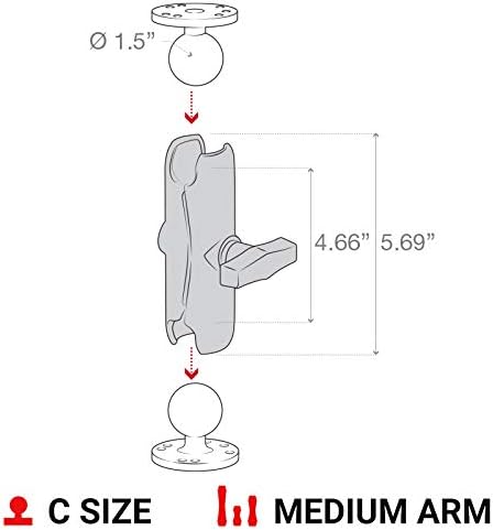 Double Socket Arm for 1.5 Ball