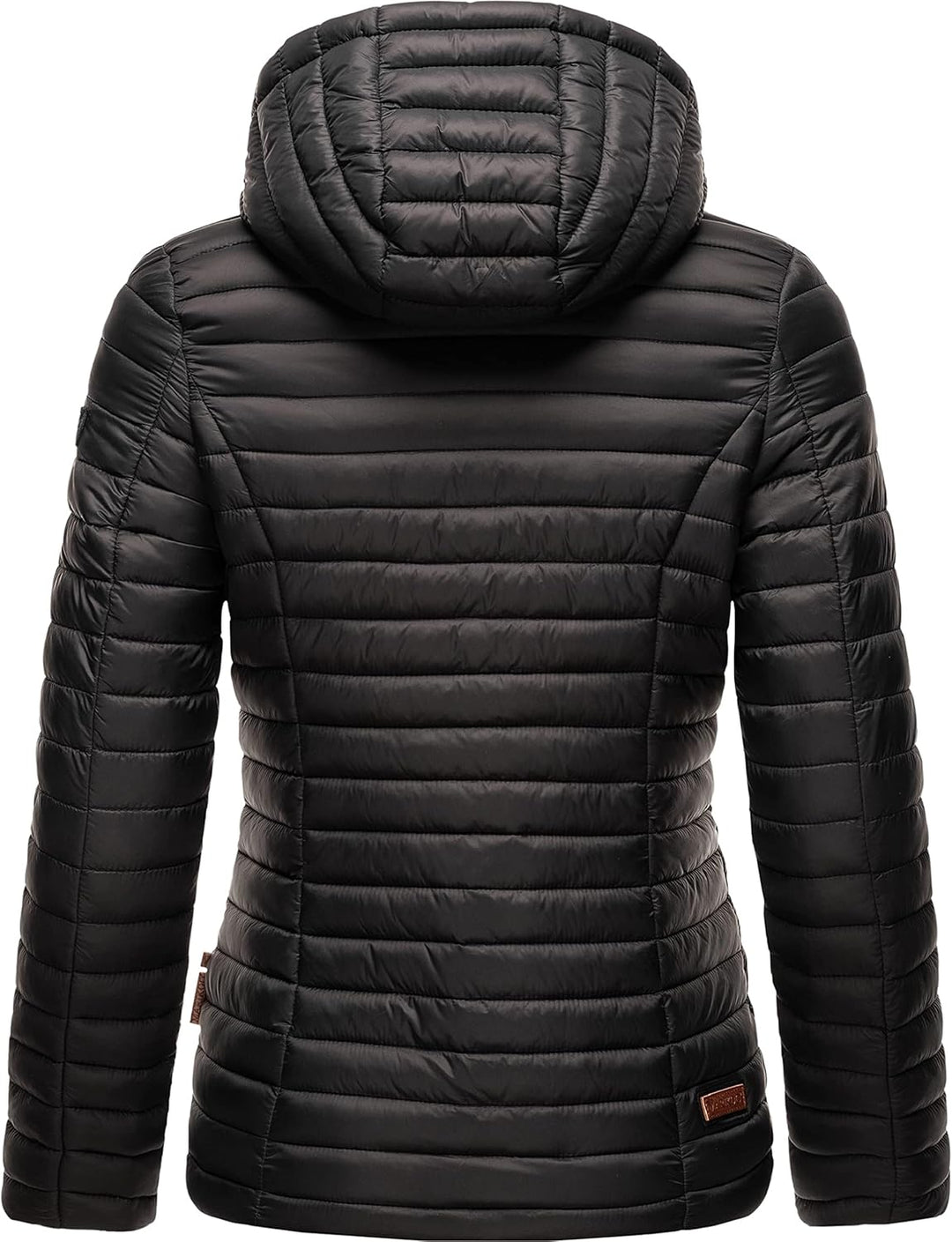 MARIKOO Damen leichte Übergangsjacke Steppjacke mit Kapuze Asraa XS-3XL S Schwarz, S Schwarz