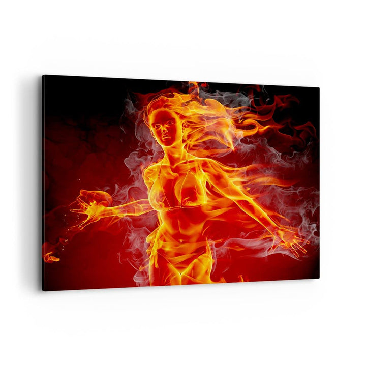 Bilder auf Leinwand 100x70cm Leinwandbild Frau Flammen Illustration Gross Wanddeko Bild Schlafzimmer