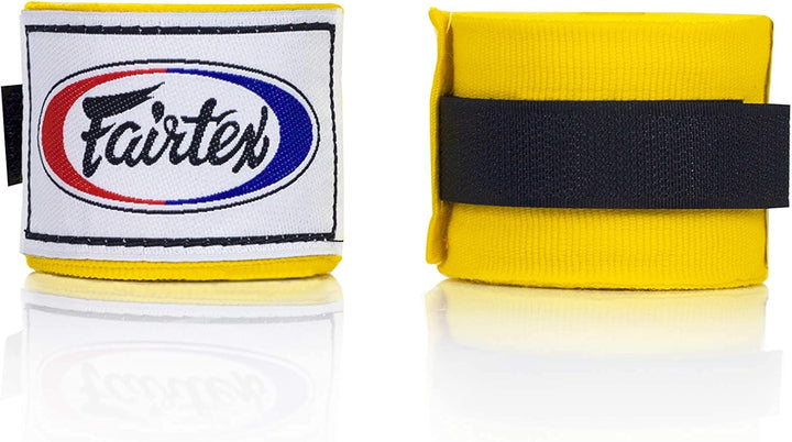 Fairtex HW2 Elastic Cotton Handwraps, 120' and 180' Full Length Hand Wraps-Many Colors 120" Gelb, 12