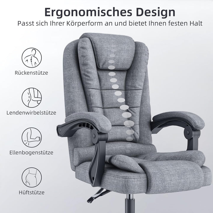rattantree Ergonomischer Bürostuhl, Schreibtischstuhl, PC Computerstuhl mit Gepolsterter Armlehne un