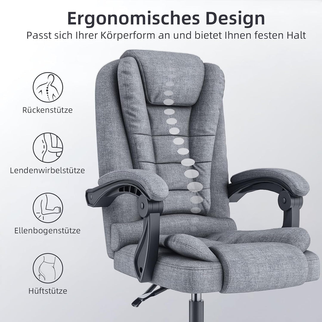 rattantree Chefsessel Bürostuhl, Schreibtischstuhl, Ergonomisch Computerstuhl mit Gepolsterter Armle