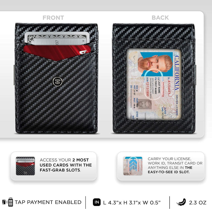 Suavell Leder Slim Wallets für Herren Geldbörse Kartenhalter mit Geldklammer Niedriges Profil RFID B