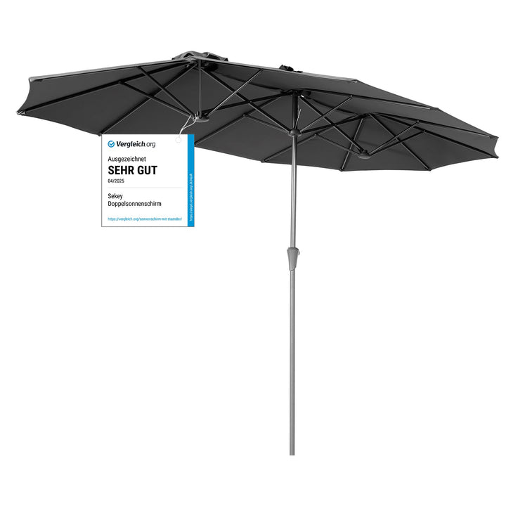 Sekey® 220 × 400 cm Doppelsonnenschirm mit kurbel| Gross Sonnenschirm Marktschirm für Terrasse,Balko