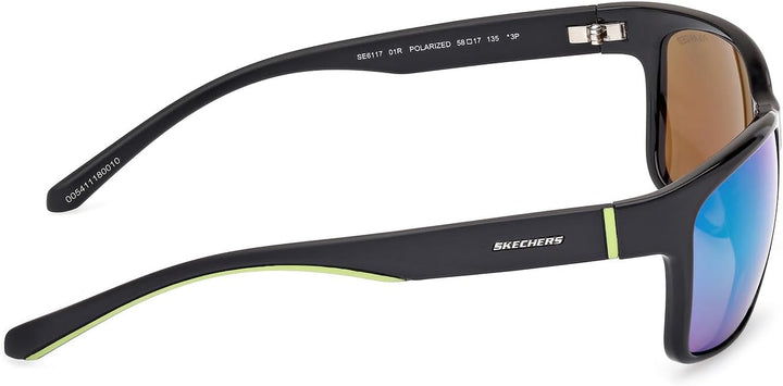 Skechers Unisex Se6117 Sunglasses 58 Shiny Black, 58 Shiny Black