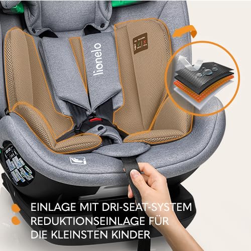 LIONELO LAVENDER I-SIZE Kinderautositz von 76 bis 150 cm konform mit R129 i-Size Standard, ISOFIX Mo