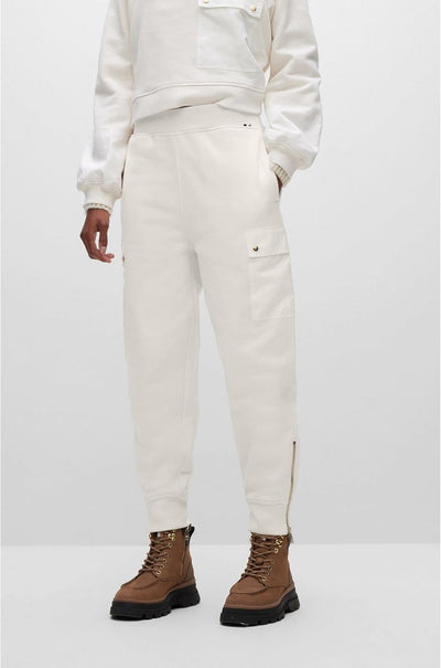BOSS Damen C_ecargo Jersey-Trousers, Open White