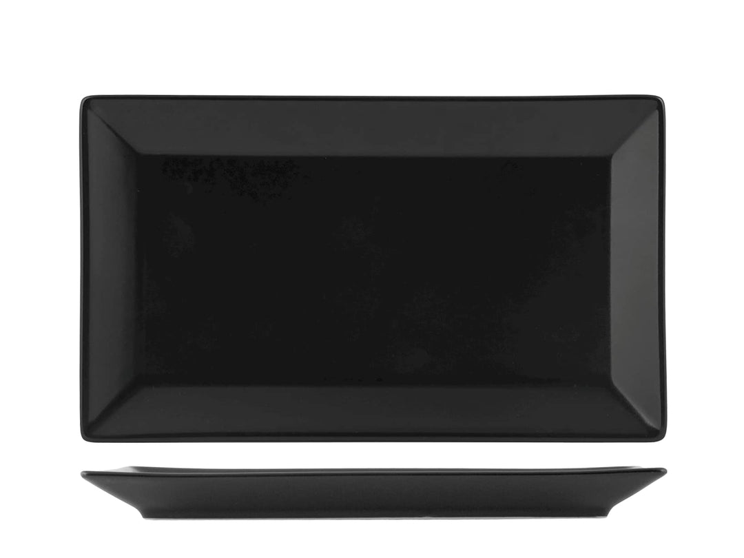 H&H Set 6 Piatti Rettangolari Boston Osaka In Stoneware Nero Cm 25X15