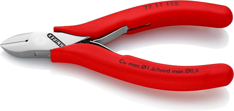 Knipex Elektronik-Seitenschneider mit rutschhemmendem Kunststoff überzogen 115 mm 77 11 115 runder K