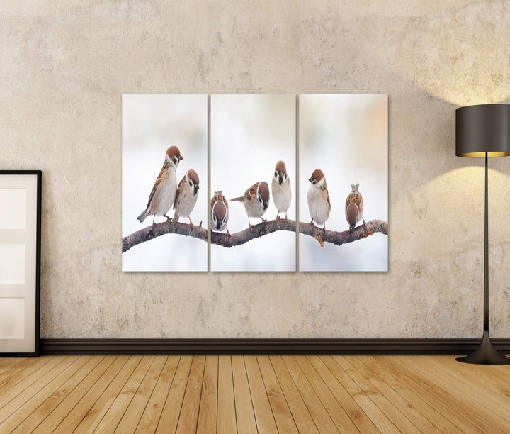 islandburner Bild auf Leinwand Spatzen Auf Einem Zweig Sitzend Panoramabild Bilder Wandbilder Poster