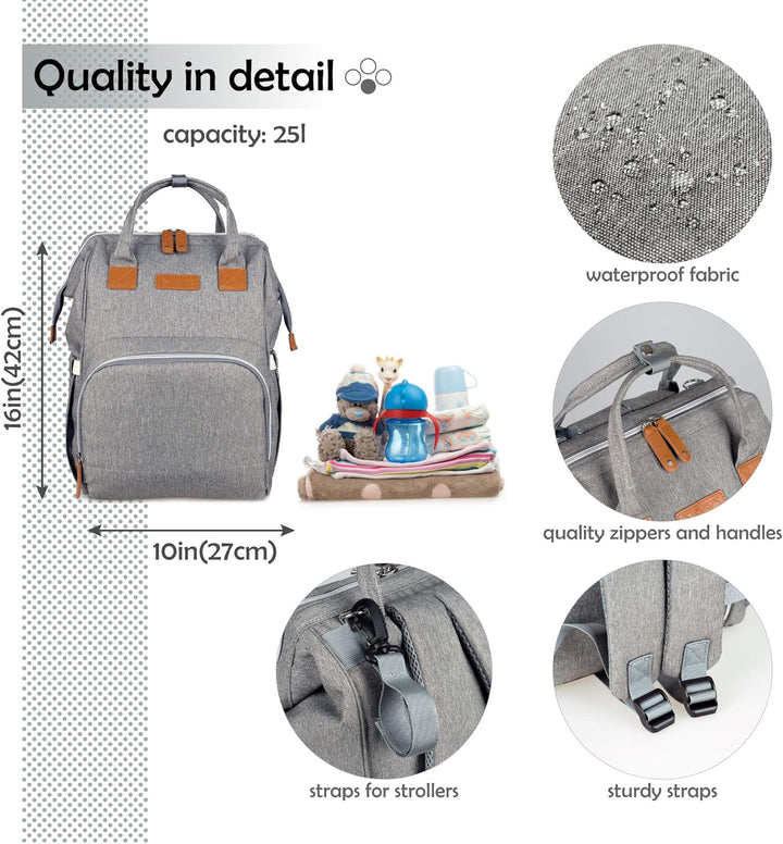 NEVEQ Baby Wickelrucksack, Babytasche für Reise, Wickeltasche Grosse Kapazität, Multifach Reise Ruck