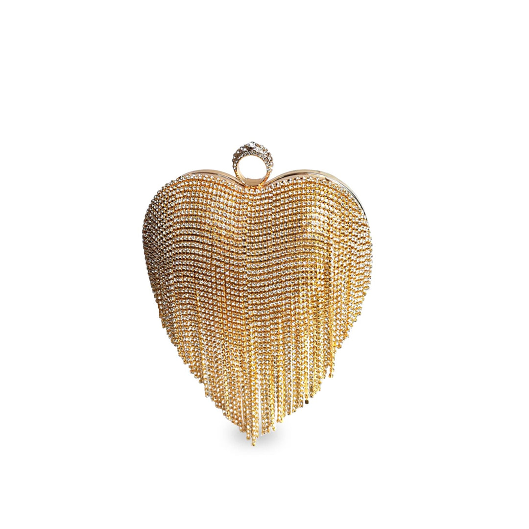 CORIOS Herzform Abendtasche Damen Strass Fransen Clutch Tasche Klein Tasche Abnehmbarer Kette Handta