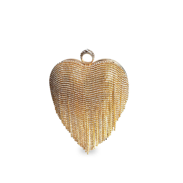 CORIOS Herzform Abendtasche Damen Strass Fransen Clutch Tasche Klein Tasche Abnehmbarer Kette Handta