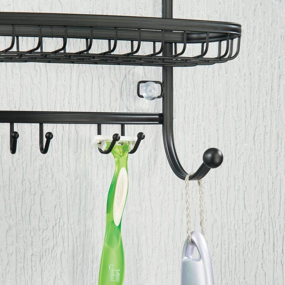 mDesign Duschablage zum Hängen über die Duschtür - praktisches Duschregal ohne Bohren - mit Saugnäpf