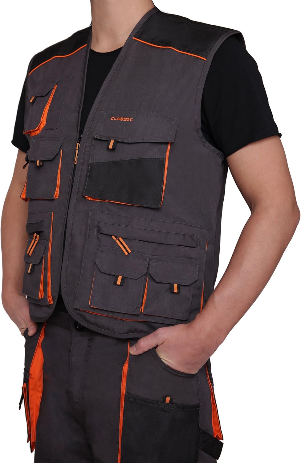 ART.MAS Arbeitsweste, Montageweste, Weste, Handwerker, KFZ, Classic, 270 g/m2 Gr. 46-60 48 Graphit/O
