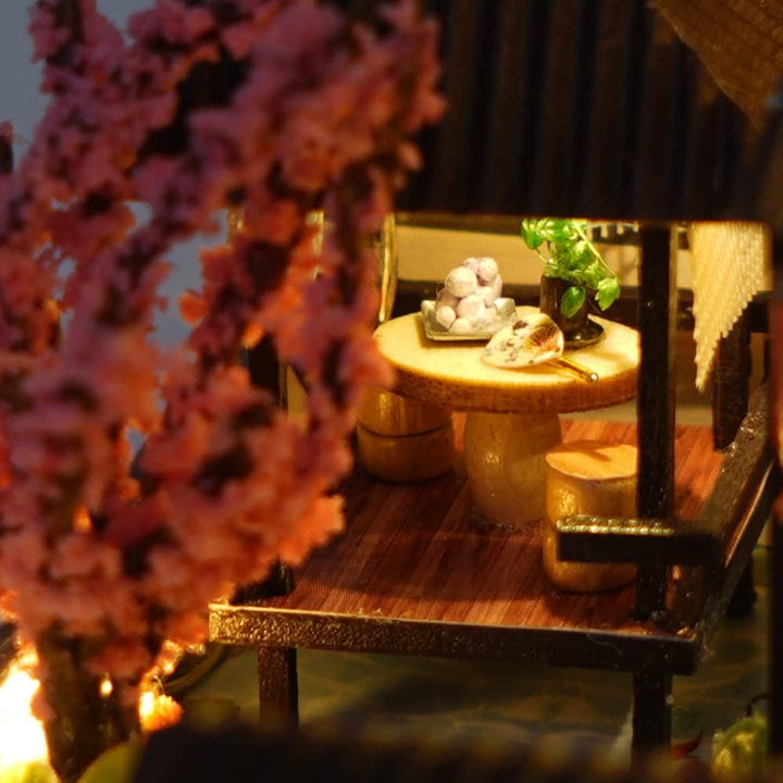 CUTEBEE Puppenhaus Miniatur mit Möbeln, Idee DIY hölzernes Miniatur Haus Kit mit LED-Licht, Massstab