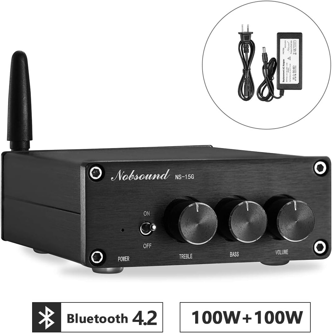 Nobsound Mini 200W (100W×2) Bluetooth 5.0 TPA3116 Digital Amplifier HiFi Stereo Class D Power Amp Ve