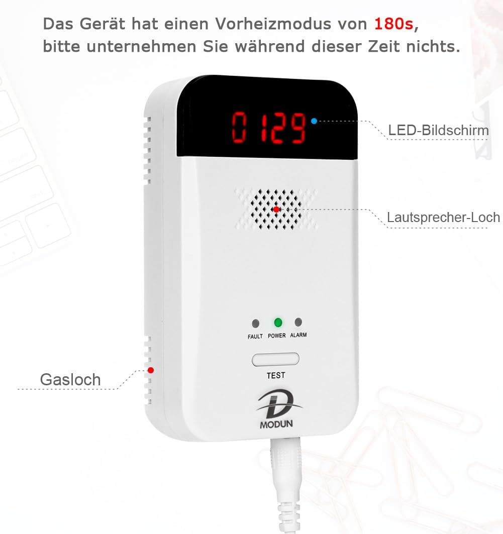 Gasmelder, LPG | Erdgas | Kohlegas-Lecksucher, Plug-in-Sensor-Gasmonitor mit akustischem Alarm und L