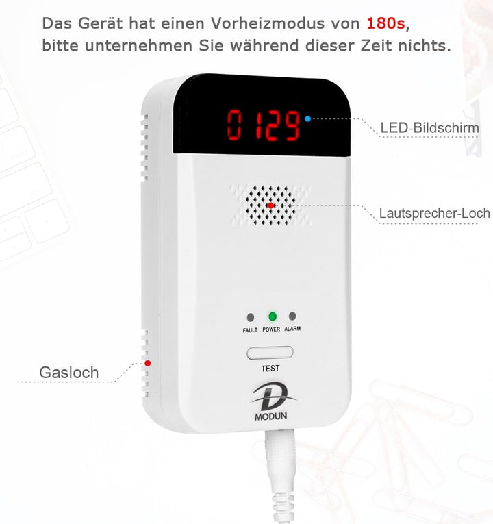 Gasmelder, LPG | Erdgas | Kohlegas-Lecksucher, Plug-in-Sensor-Gasmonitor mit akustischem Alarm und L