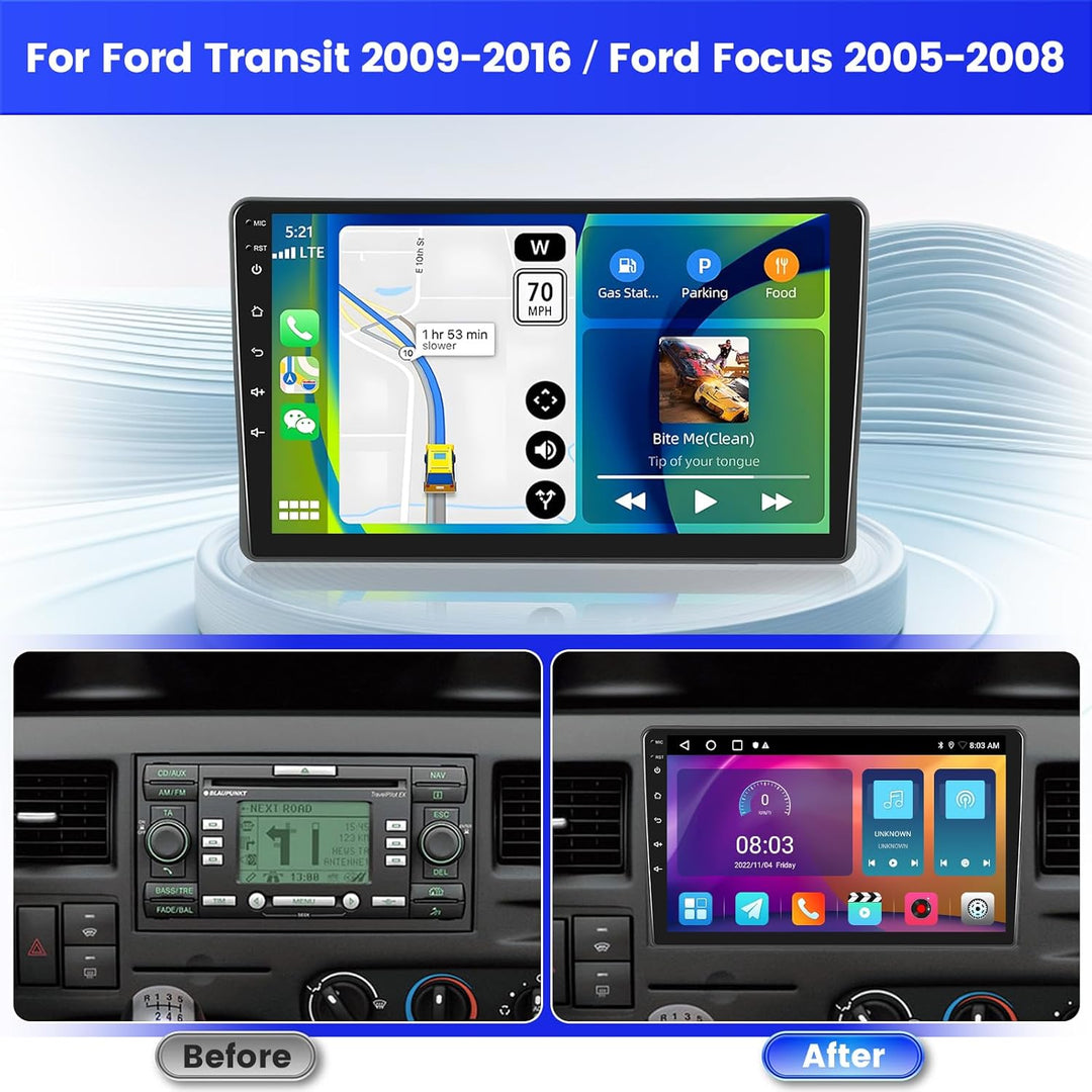 Radio für Ford Transit 2009-2016/ Ford Focus 2005-2008 Android 15 2+64G mit Wireless CarPlay Android