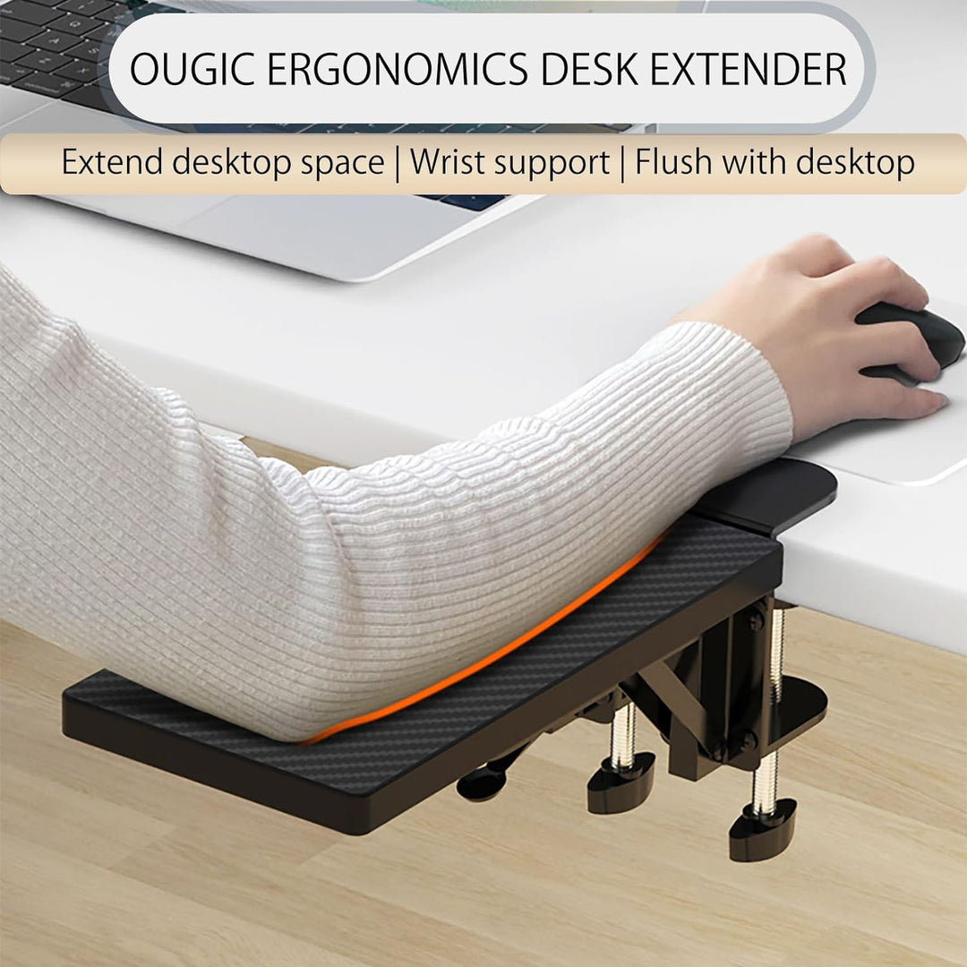 OUGIC Ergonomische Schreibtisch-Verlängerung, 30 x 15 cm, stanzfrei, zum Anklemmen, faltbare Tastatu