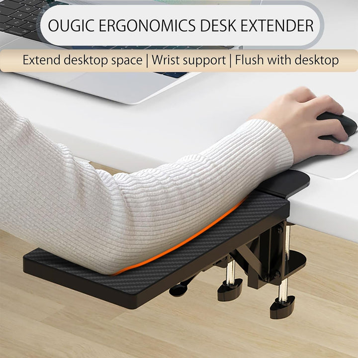 OUGIC Ergonomische Schreibtisch-Verlängerung, 30 x 15 cm, stanzfrei, zum Anklemmen, faltbare Tastatu