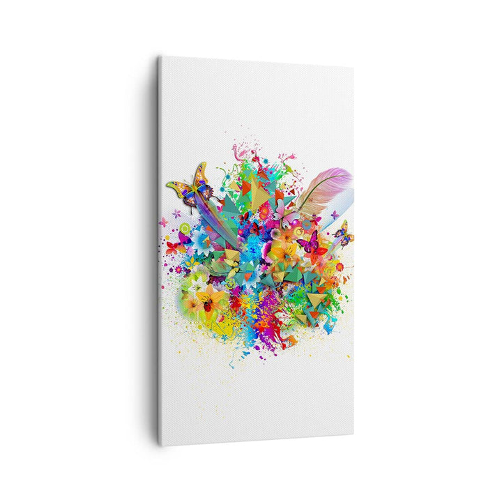 Bilder auf Leinwand Schmetterling Farbe Blume Komposition Leinwandbild mit Rahmen 45x80cm Wandbilder