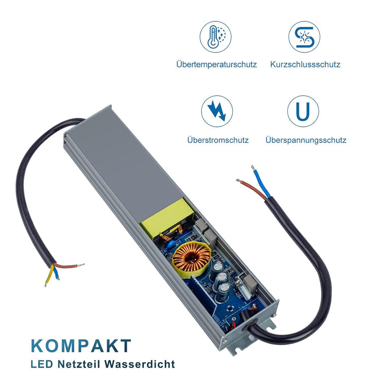 DUSKTEC LED Trafo 12V 60W Netzteil IP67, Wasserdicht Treiber Transformator AC 230V auf DC 12 Volt 5A