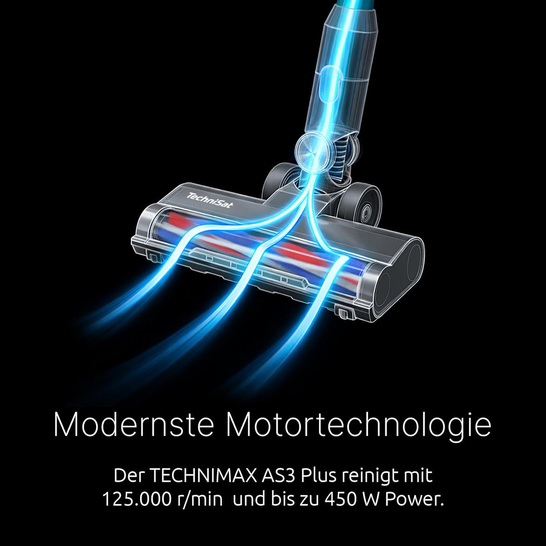 TechniSat TECHNIMAX AS3 Plus – Akku Staubsauger mit Absaugstation, bis 60 Min. Laufzeit, selbstentle