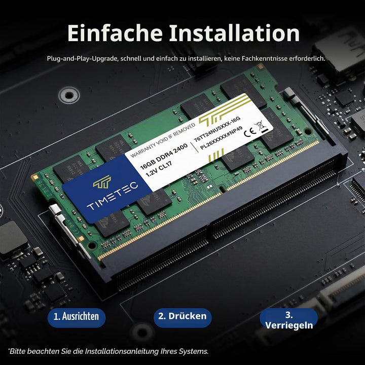 Timetec 16GB DDR4 2400MHz PC4-19200 Non-ECC Unbuffered 1.2V CL17 2Rx8 Dual Rank 260 Pin SODIMM Lapto